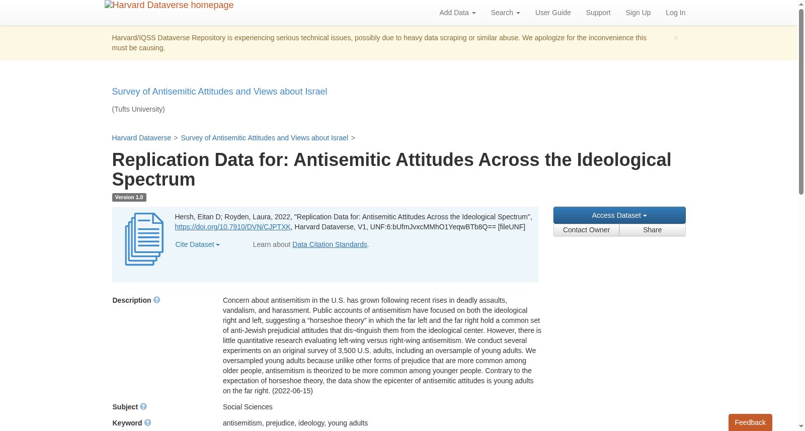 Replication Data for: Antisemitic Attitudes Across the Ideological Spectrum 数据集图片