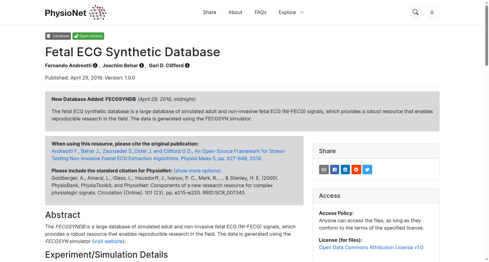 Fetal ECG Synthetic Database (FECGSYNDB) 数据集图片