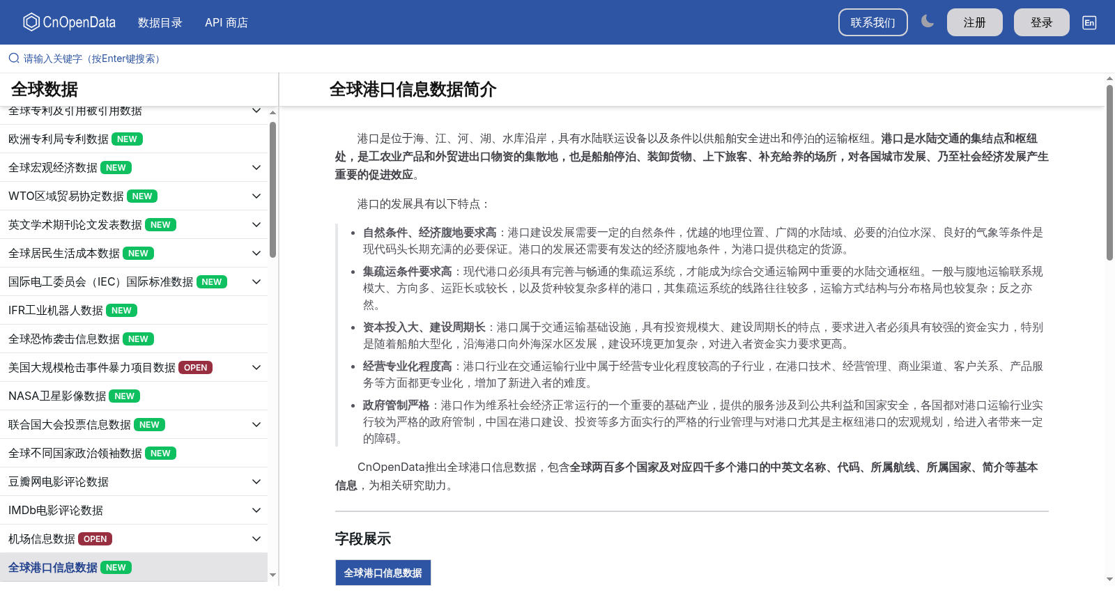 全球港口信息数据 数据集图片