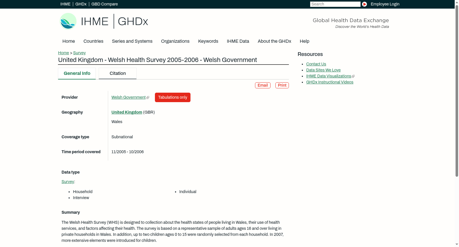 United Kingdom - Welsh Health Survey 2005-2006 - Welsh Government 数据集图片