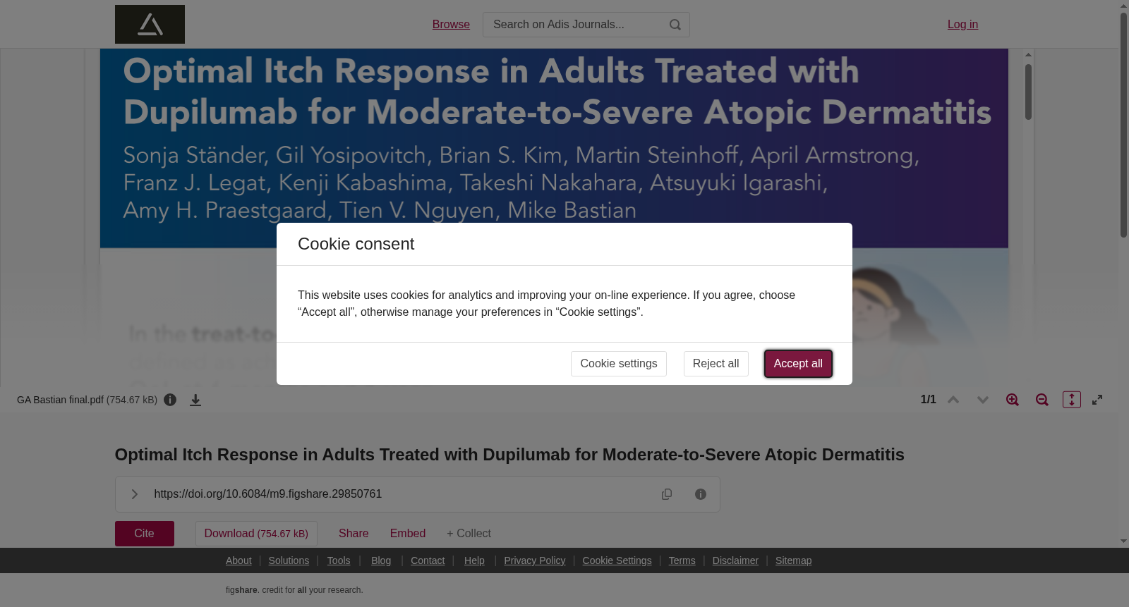 <b>Optimal Itch Response in Adults Treated with Dupilumab for Moderate-to-Severe Atopic Dermatitis</b> 数据集图片