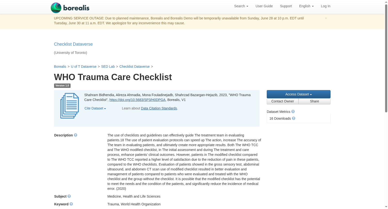 WHO Trauma Care Checklist 数据集图片