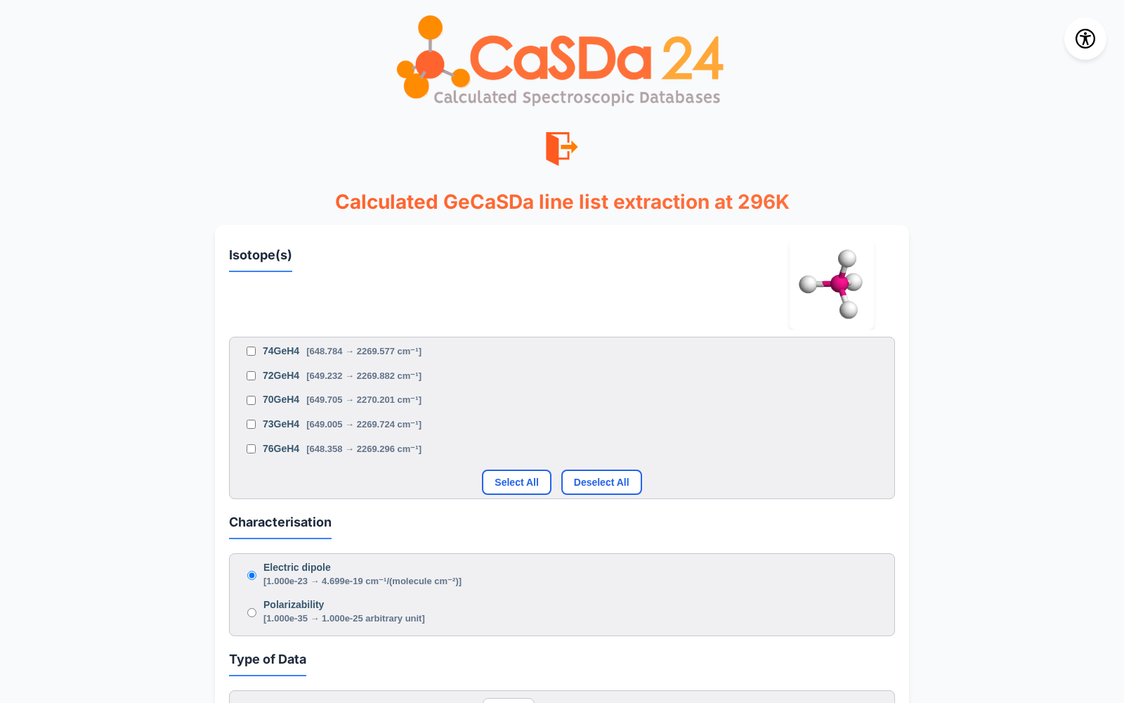 GeCaSDa: Gemane Calculated Spectroscopic Database 数据集图片