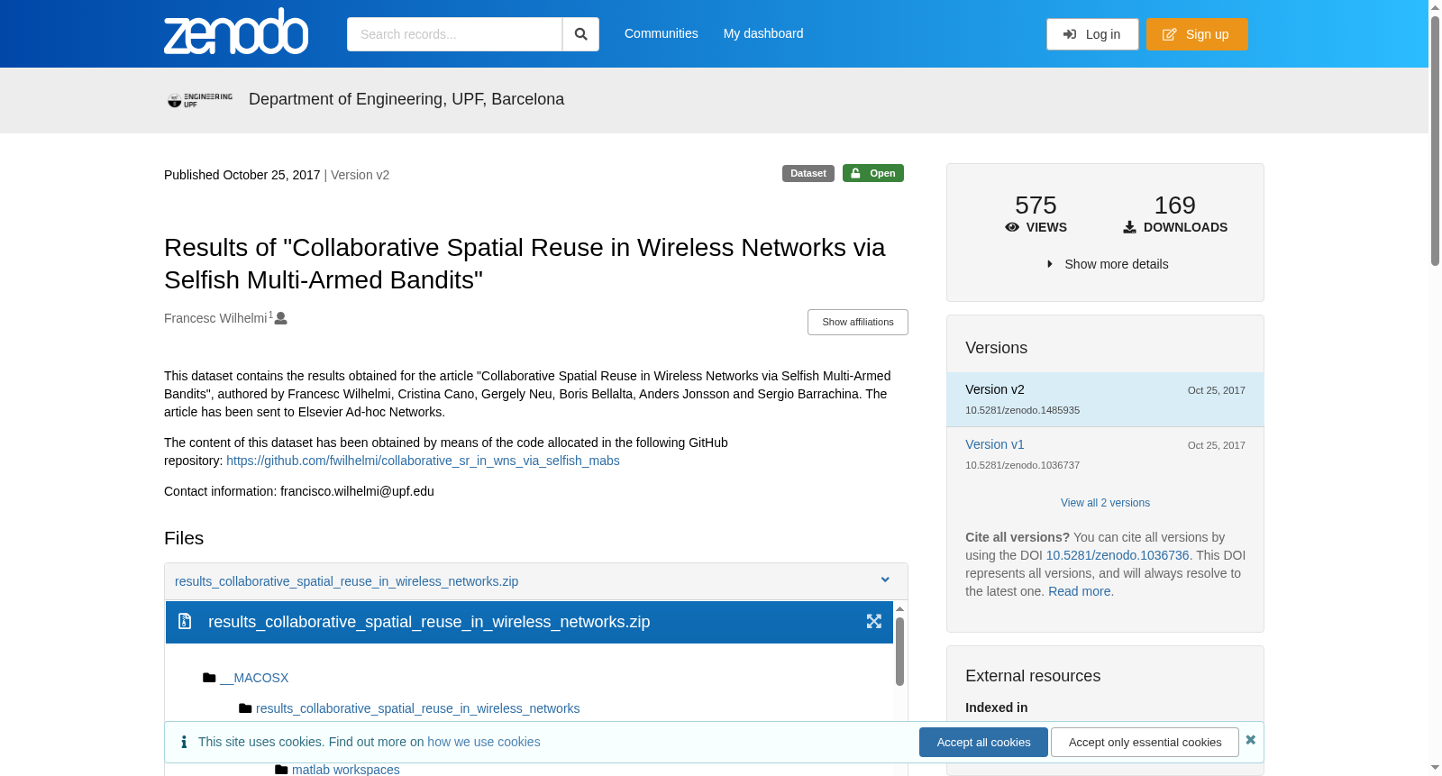 Results of "Collaborative Spatial Reuse in Wireless Networks via Selfish Multi-Armed Bandits" 数据集图片