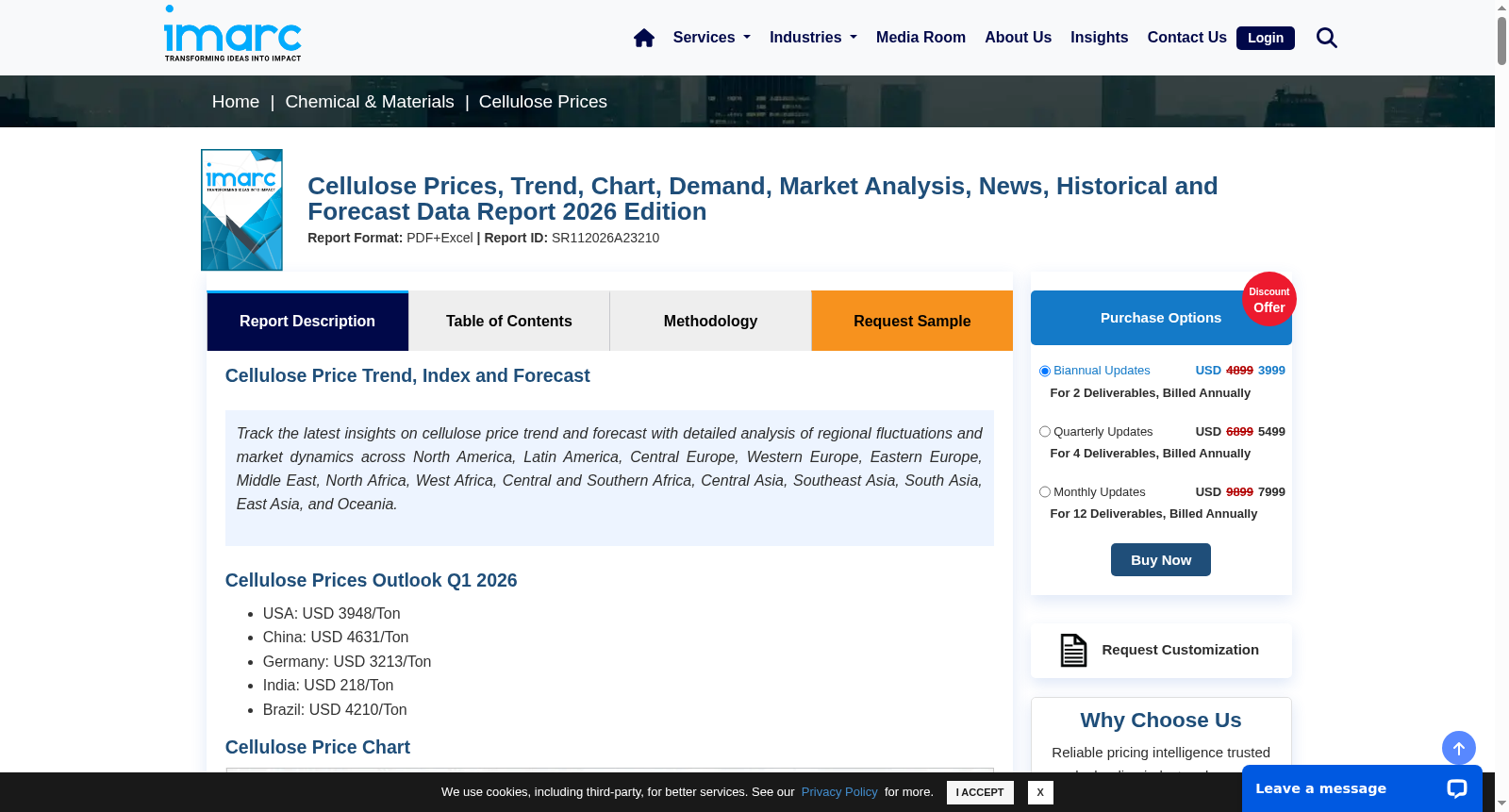 Cellulose Price Trend, News, Monitor, Market Analysis & Demand 数据集图片
