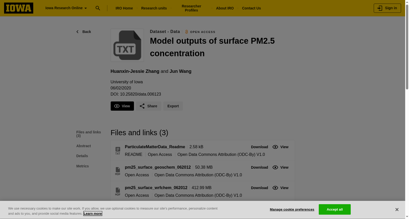 Model outputs of surface PM2.5 concentration 数据集图片