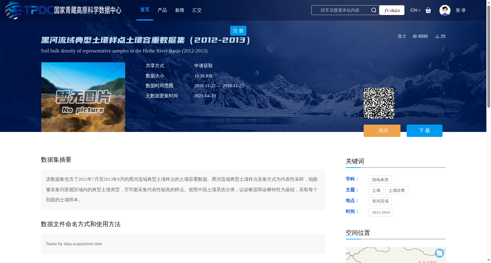 黑河流域典型土壤样点土壤容重数据集（2012-2013） 数据集图片