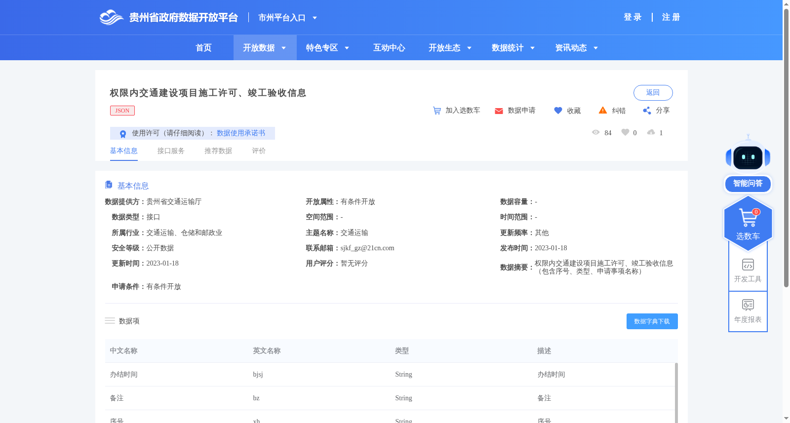 权限内交通建设项目施工许可、竣工验收信息 数据集图片