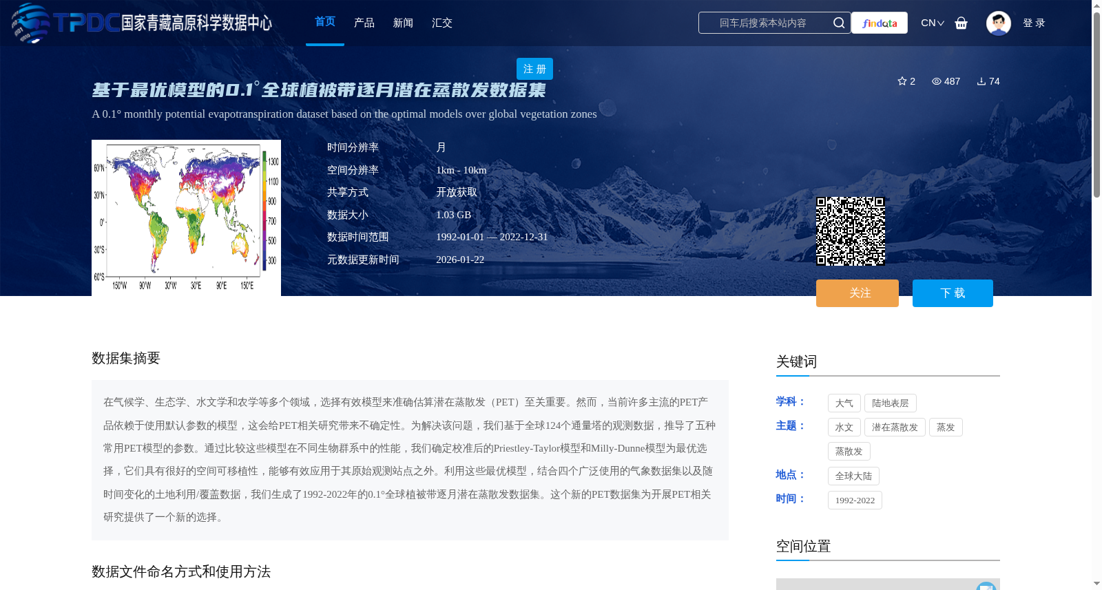 基于最优模型的0.1°全球植被带逐月潜在蒸散发数据集 数据集图片