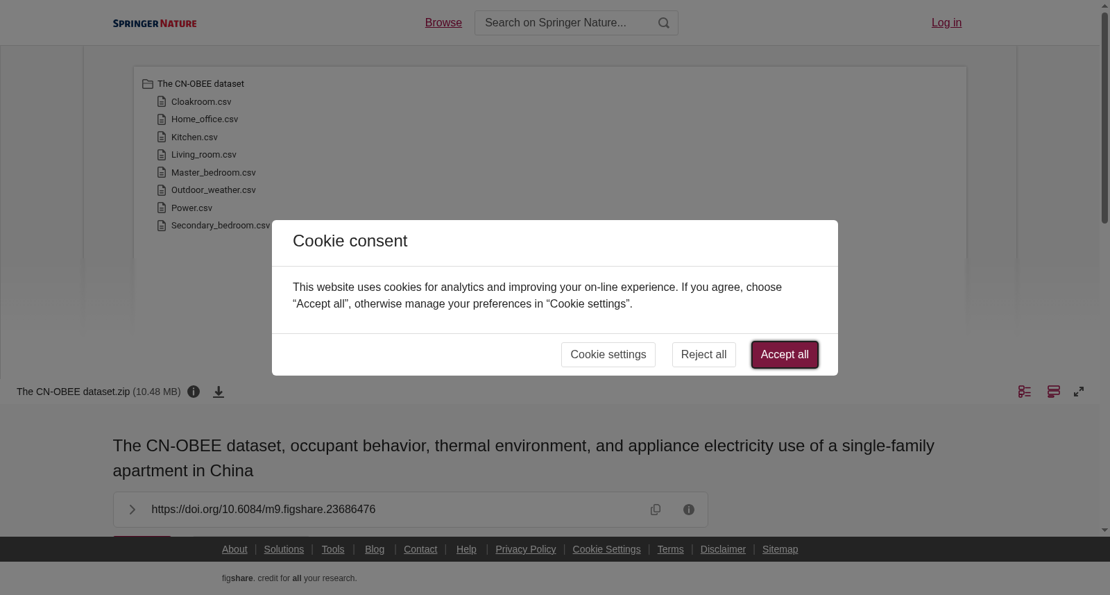 The CN-OBEE dataset, occupant behavior, thermal environment, and appliance electricity use of a single-family apartment in China 数据集图片