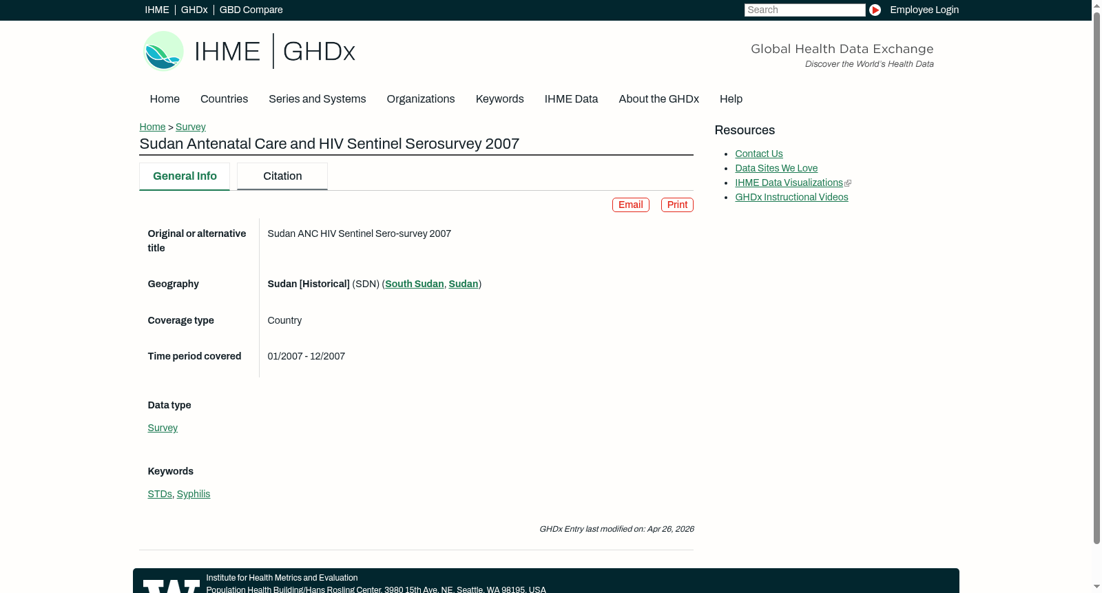 Sudan Antenatal Care and HIV Sentinel Serosurvey 2007 数据集图片