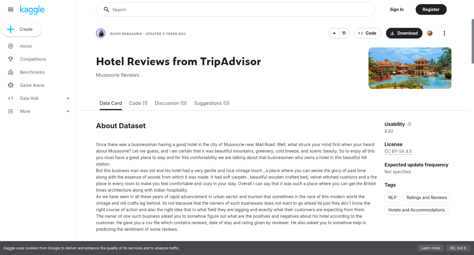 Hotel Reviews from TripAdvisor 数据集图片