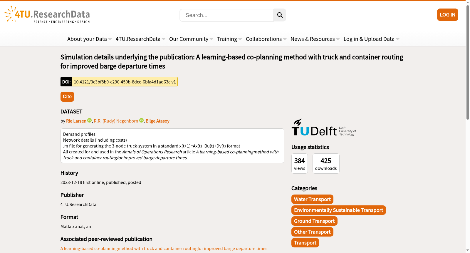 Simulation details underlying the publication: A learning-based co-planning method with truck and container routing for improved barge departure times 数据集图片