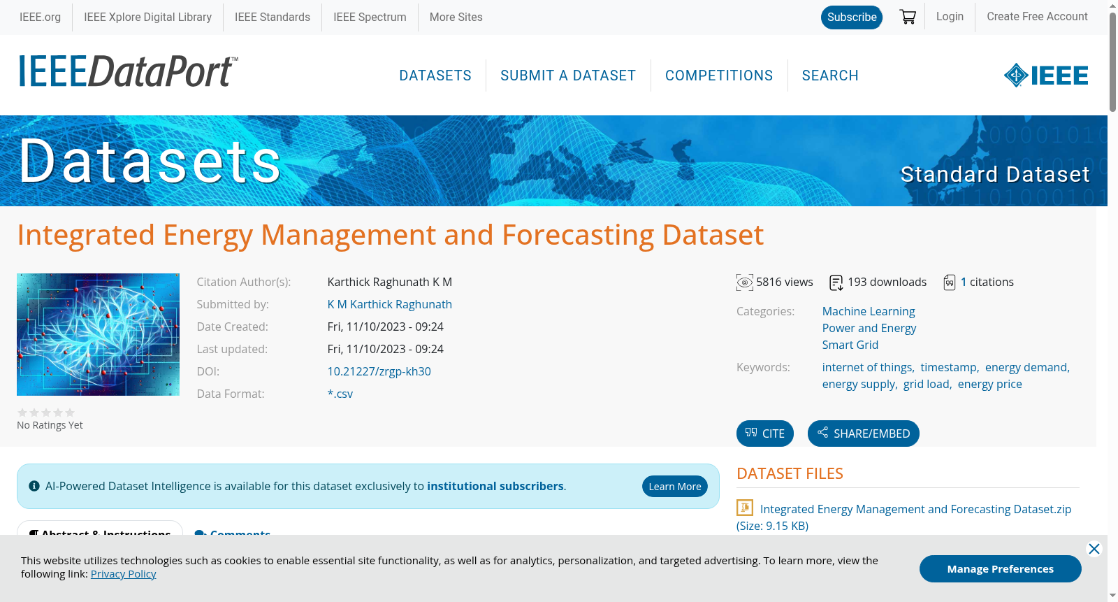 Integrated Energy Management and Forecasting Dataset 数据集图片