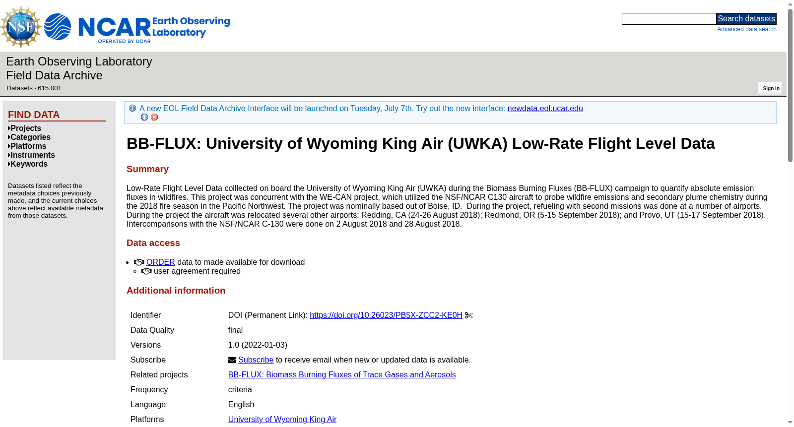 BB-FLUX: University of Wyoming King Air (UWKA) Low-Rate Flight Level Data. Version 1.0 数据集图片