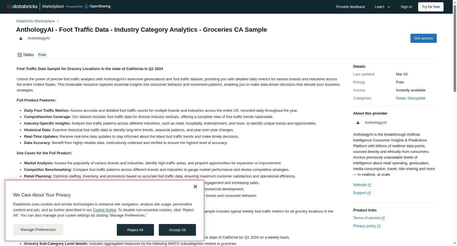 AnthologyAI - Foot Traffic Data - Industry Category Analytics - Groceries CA Sample 数据集图片