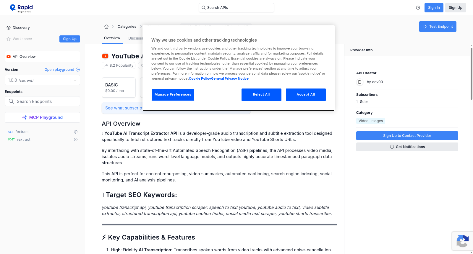 YouTube AI Transcript Extractor API 数据集图片