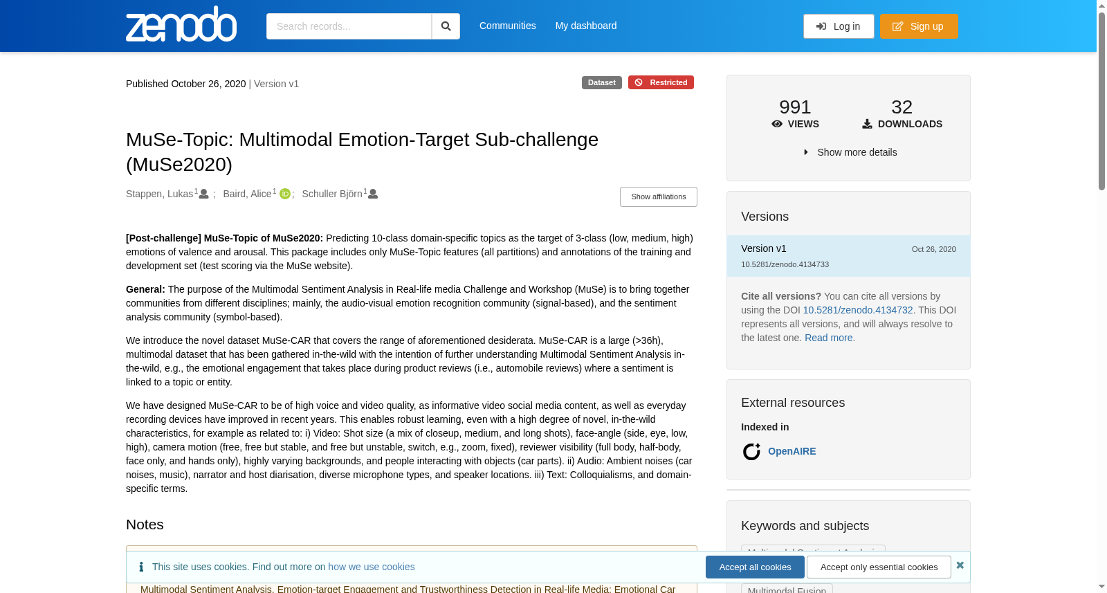 MuSe-Topic: Multimodal Emotion-Target Sub-challenge (MuSe2020) 数据集图片