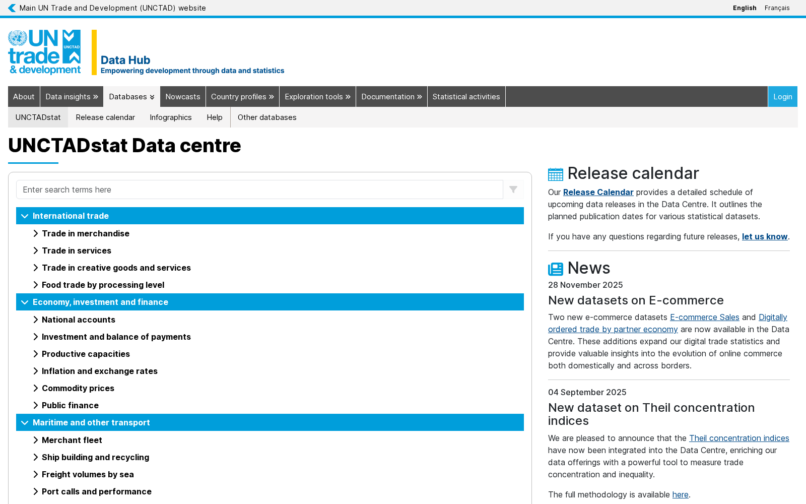 UNCTADstat Data centre 数据集图片