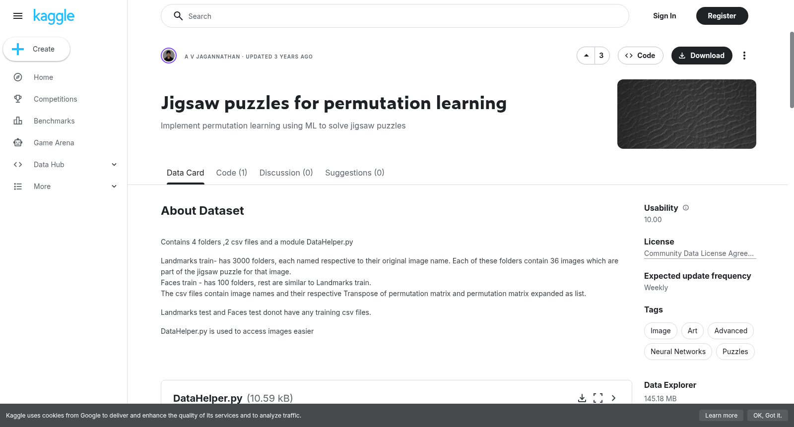 Jigsaw puzzles for permutation learning 数据集图片