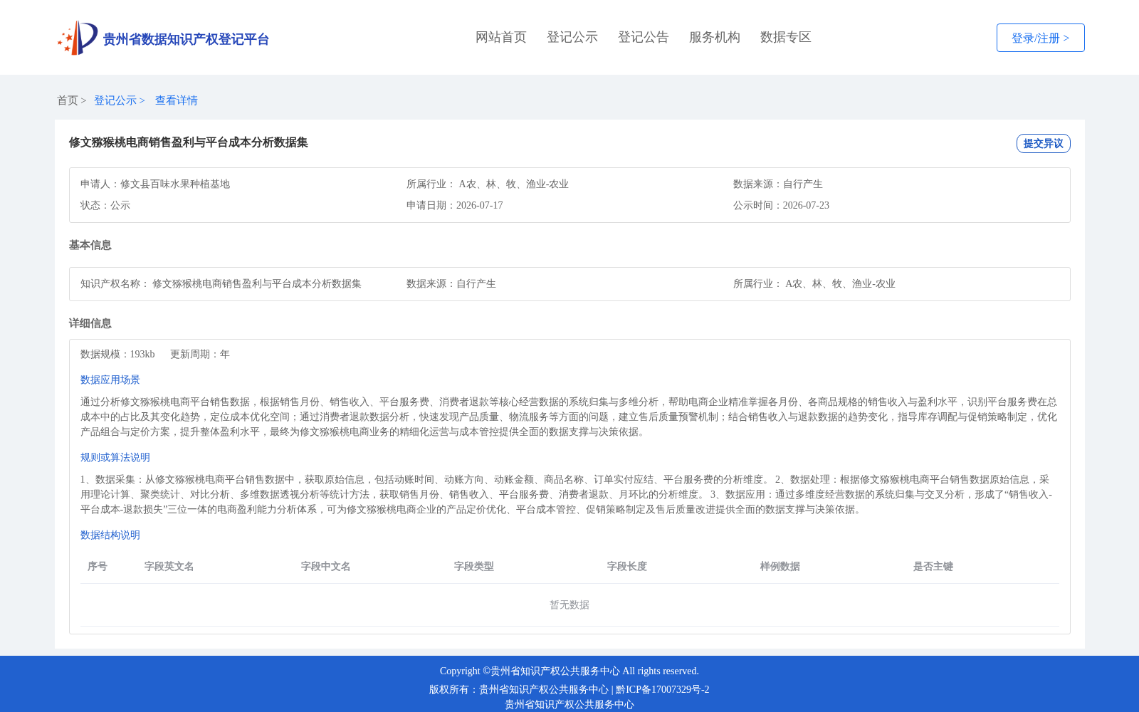 修文猕猴桃电商经营数据集完成贵州数据知识产权登记 农业数据资产化再添典型样本
