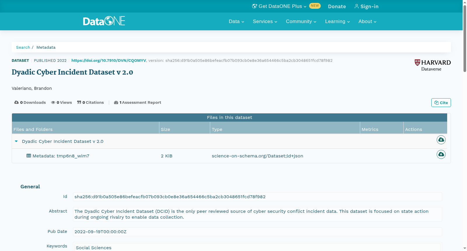 Dyadic Cyber Incident Dataset v 2.0 数据集图片