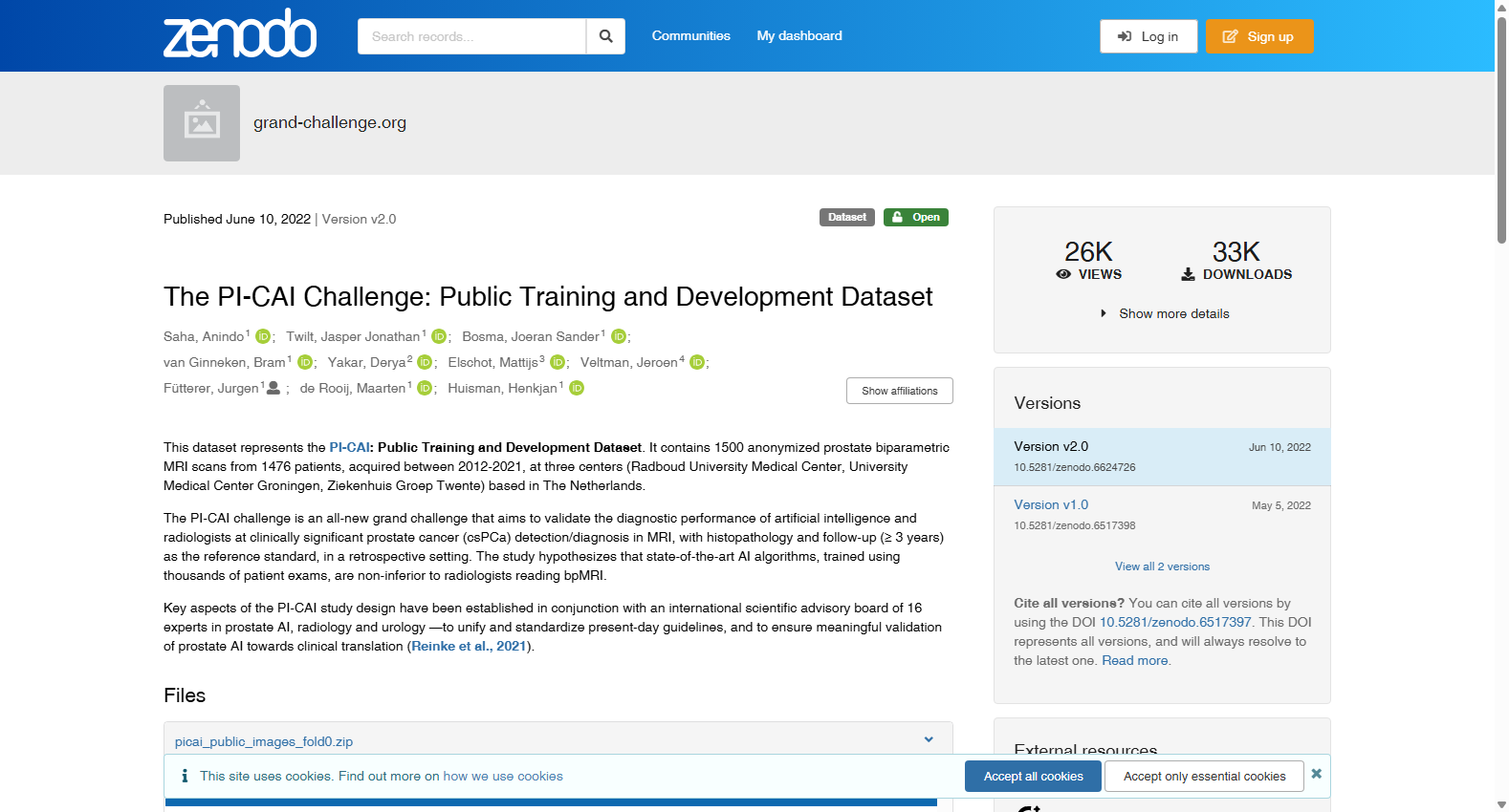 PI-CAI Public Training and Development Dataset