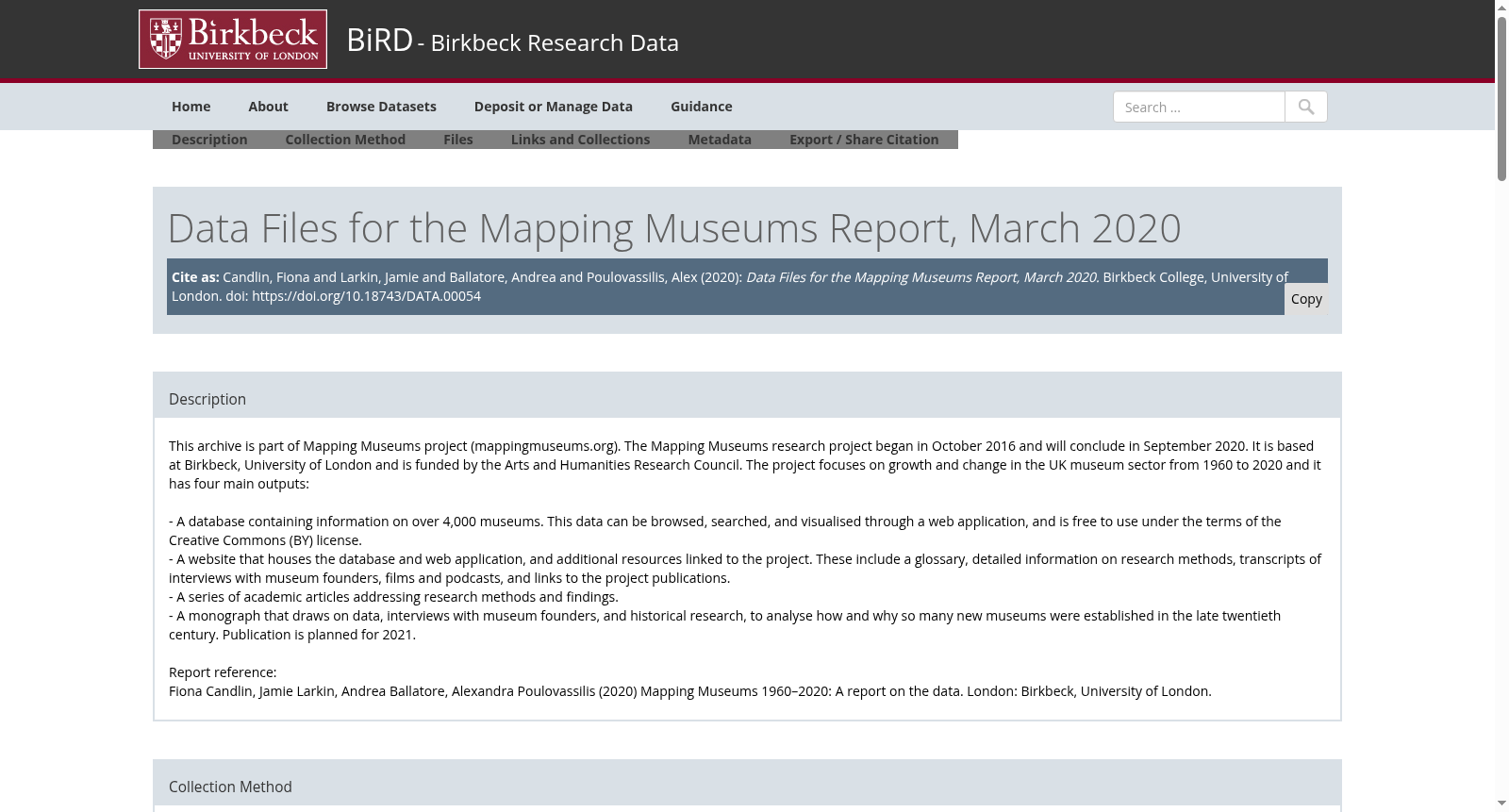 Data Files for the Mapping Museums Report, March 2020 数据集图片