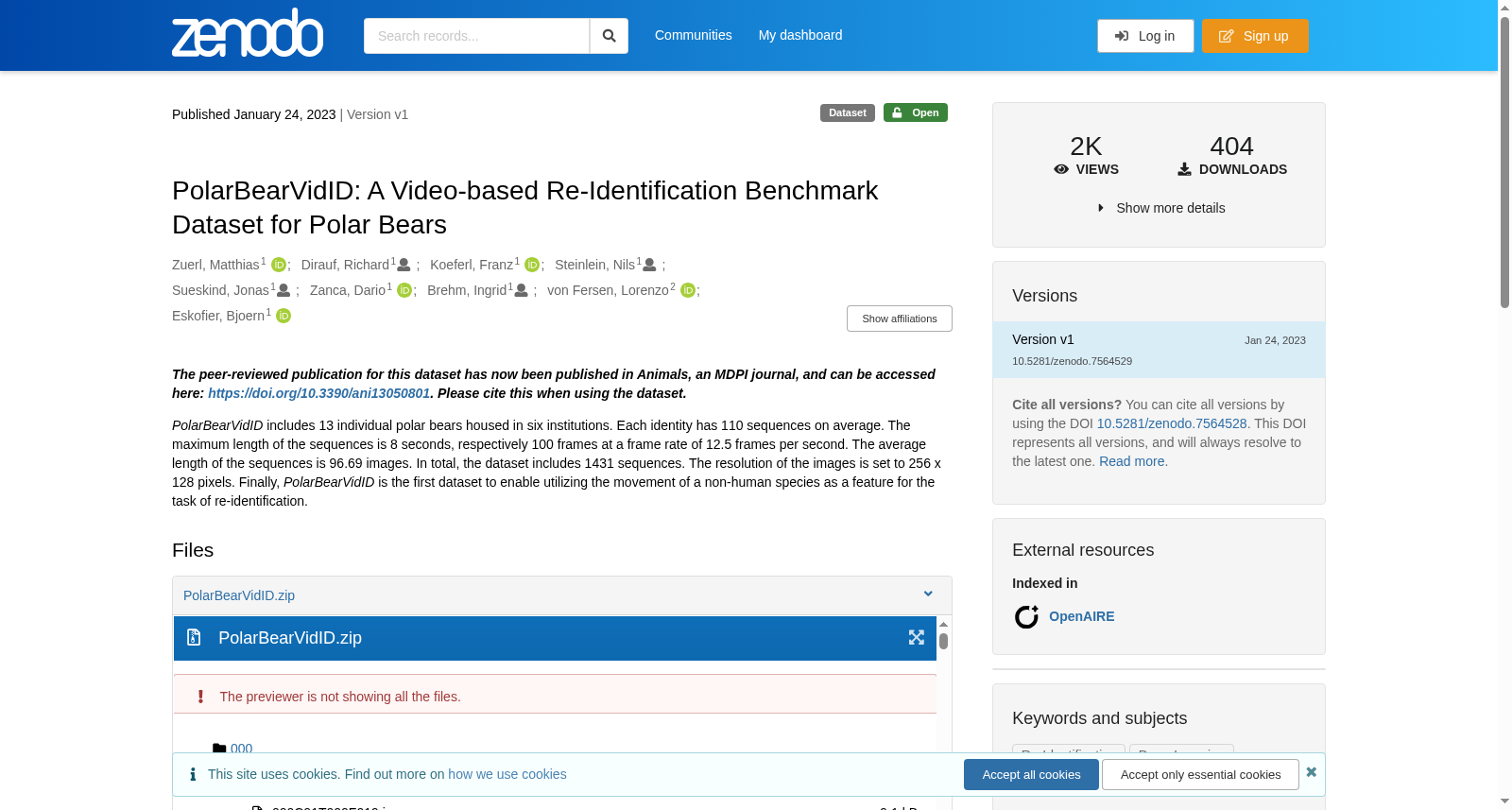 PolarBearVidID: A Video-based Re-Identification Benchmark Dataset for Polar Bears 数据集图片