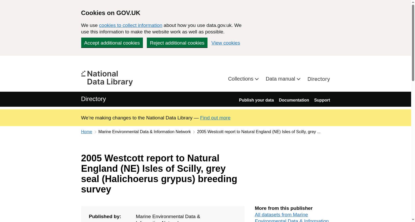 2005 Westcott report to Natural England (NE) Isles of Scilly, grey seal (Halichoerus grypus) breeding survey 数据集图片