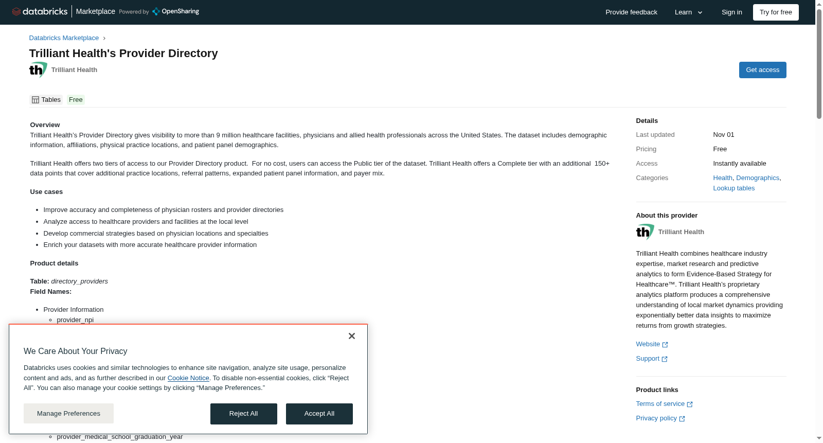Trilliant Health's Provider Directory 数据集图片