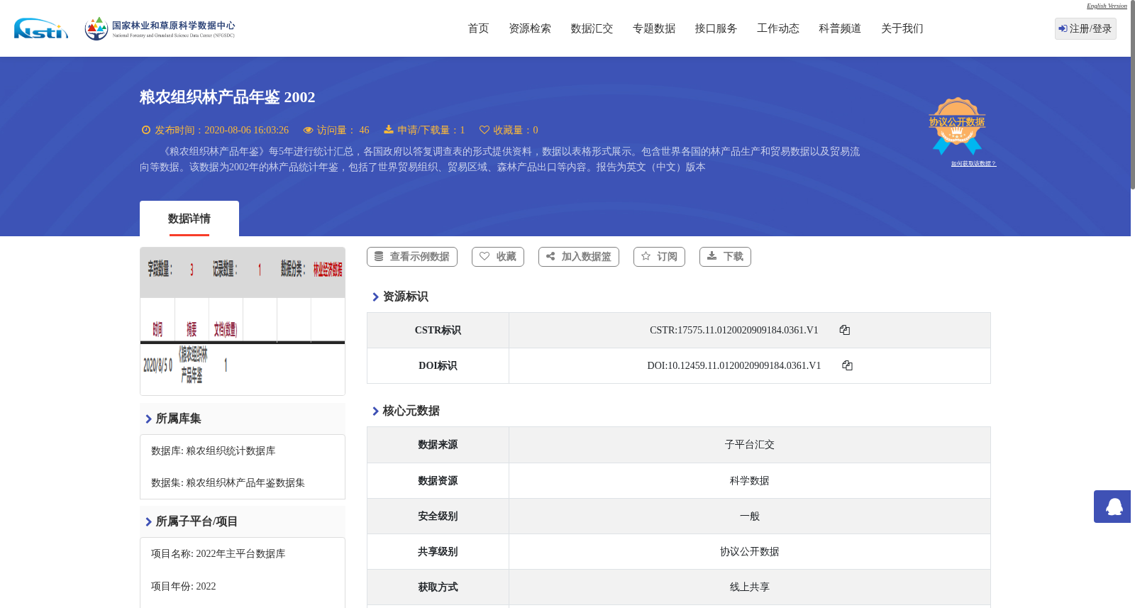 粮农组织林产品年鉴 2002 数据集图片