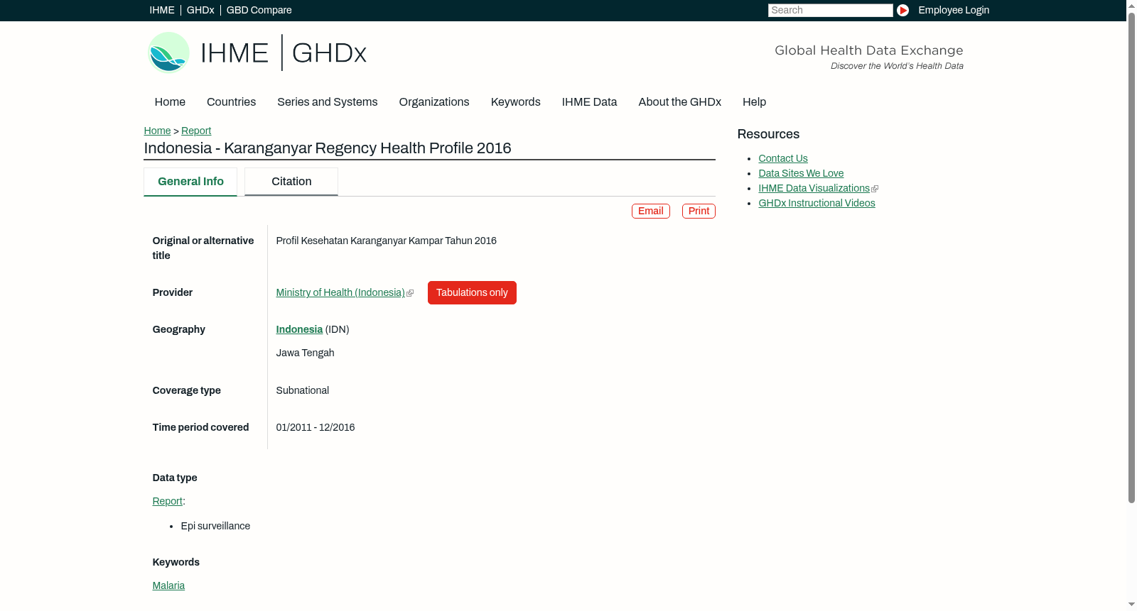 Indonesia - Karanganyar Regency Health Profile 2016 数据集图片
