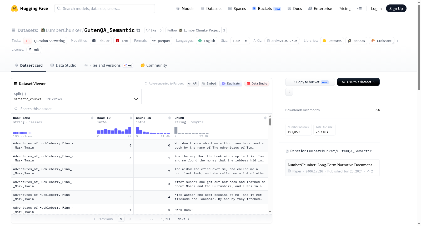 LumberChunker/GutenQA_Semantic 数据集图片