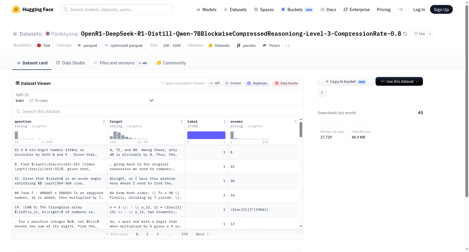 OpenR1-DeepSeek-R1-Distill-Qwen-7BBlockwiseCompressedReasoniong-Level-3-CompressionRate-0.8 数据集图片
