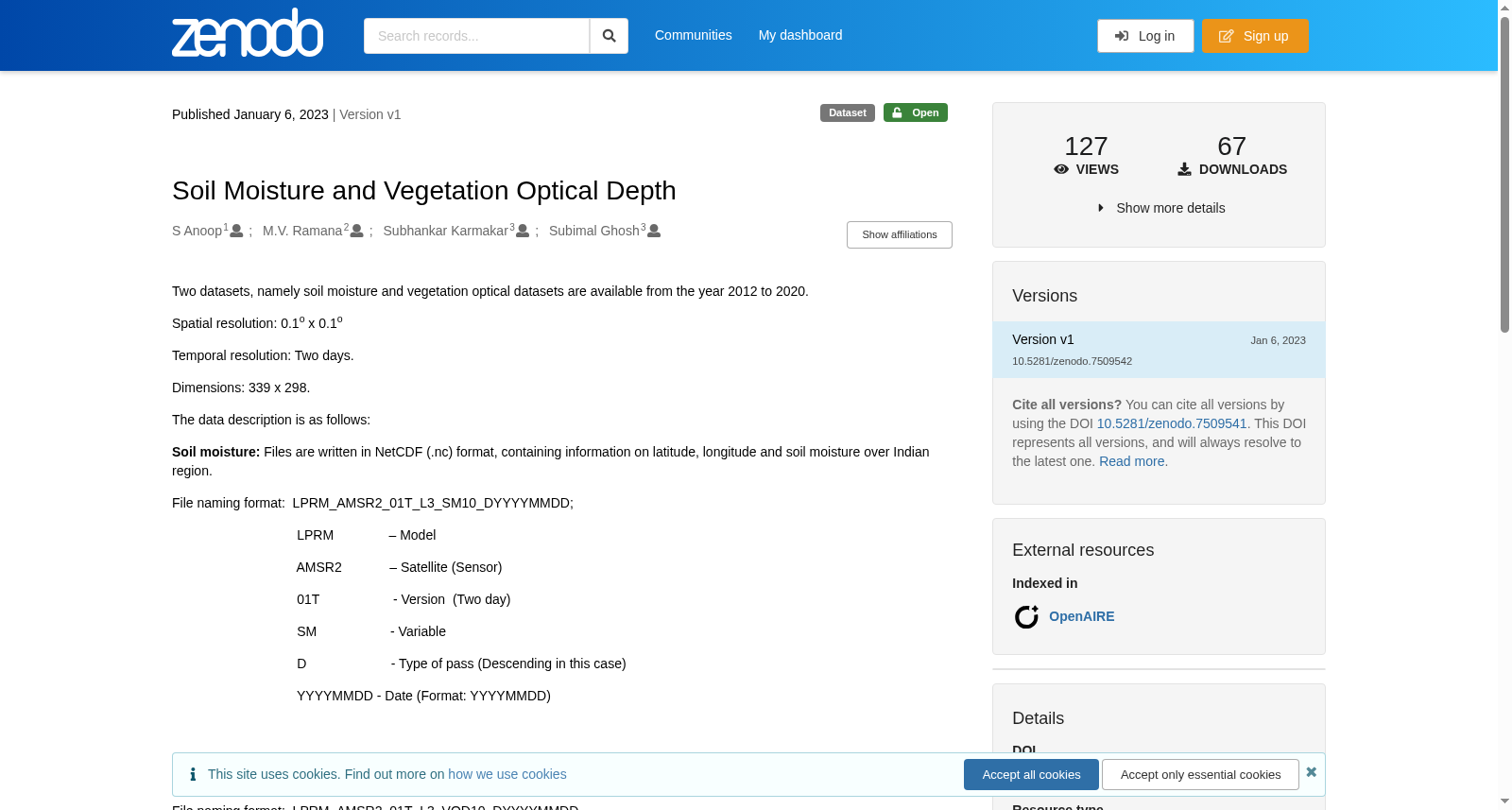 Soil Moisture and Vegetation Optical Depth 数据集图片