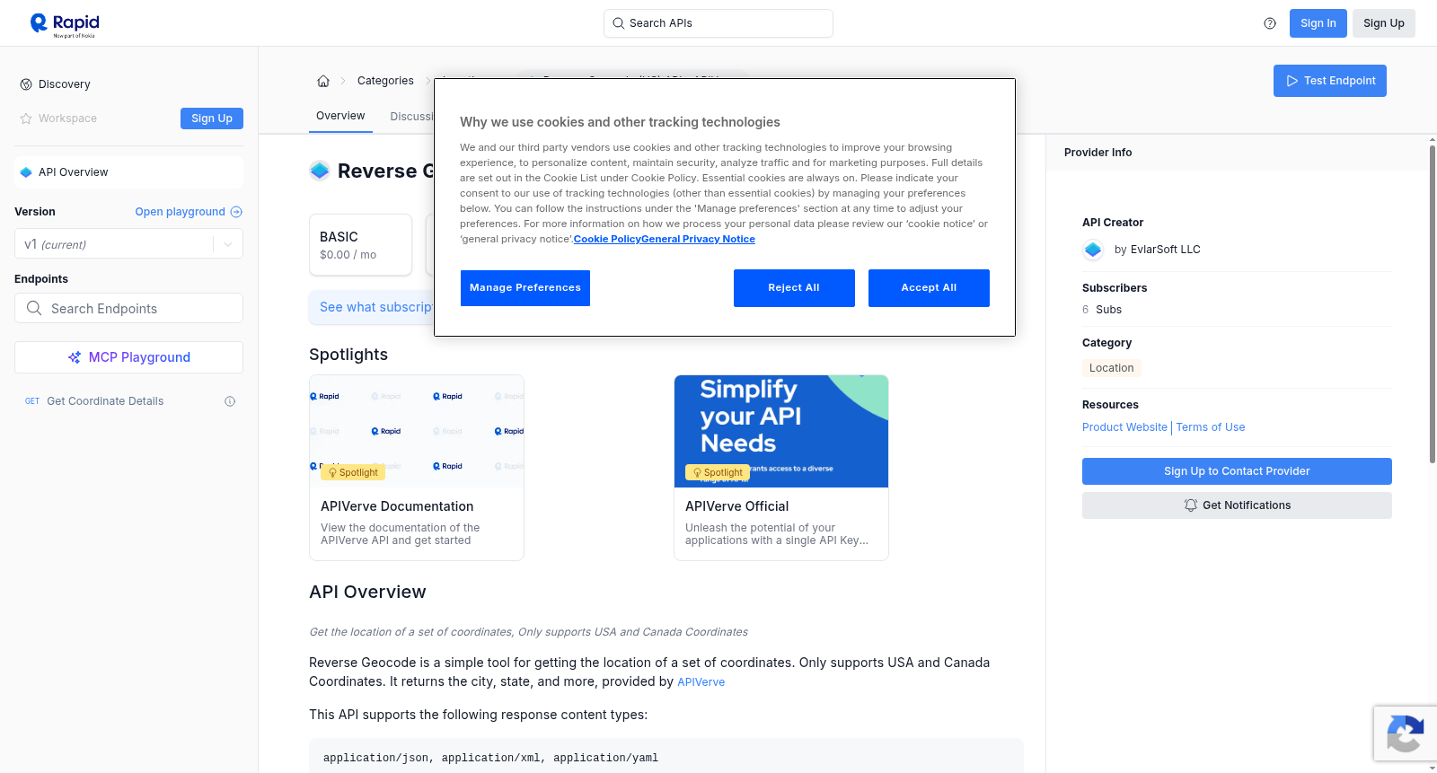 Reverse Geocode (US) API - APIVerve 数据集图片