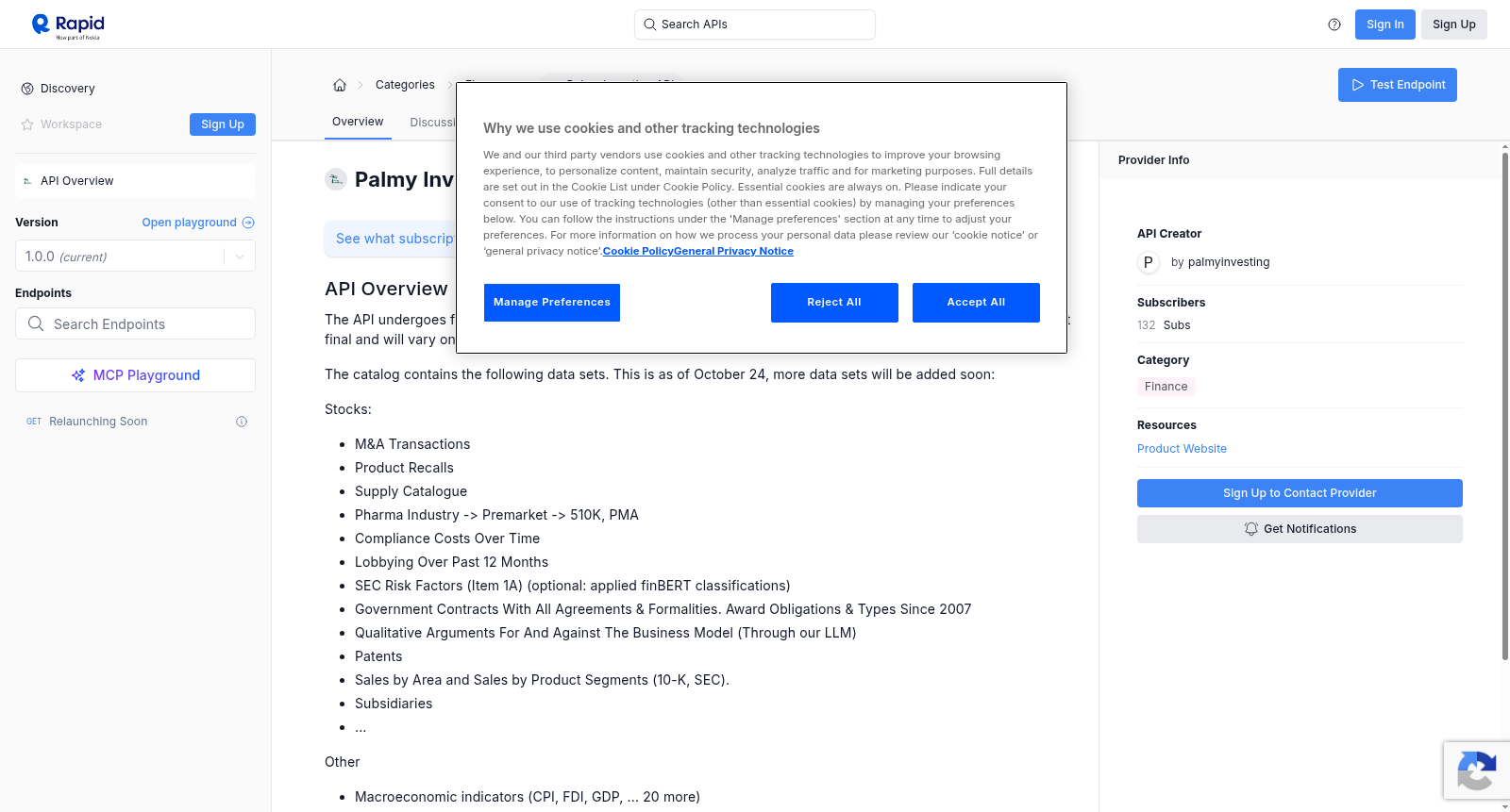 Palmy Investing API 数据集图片