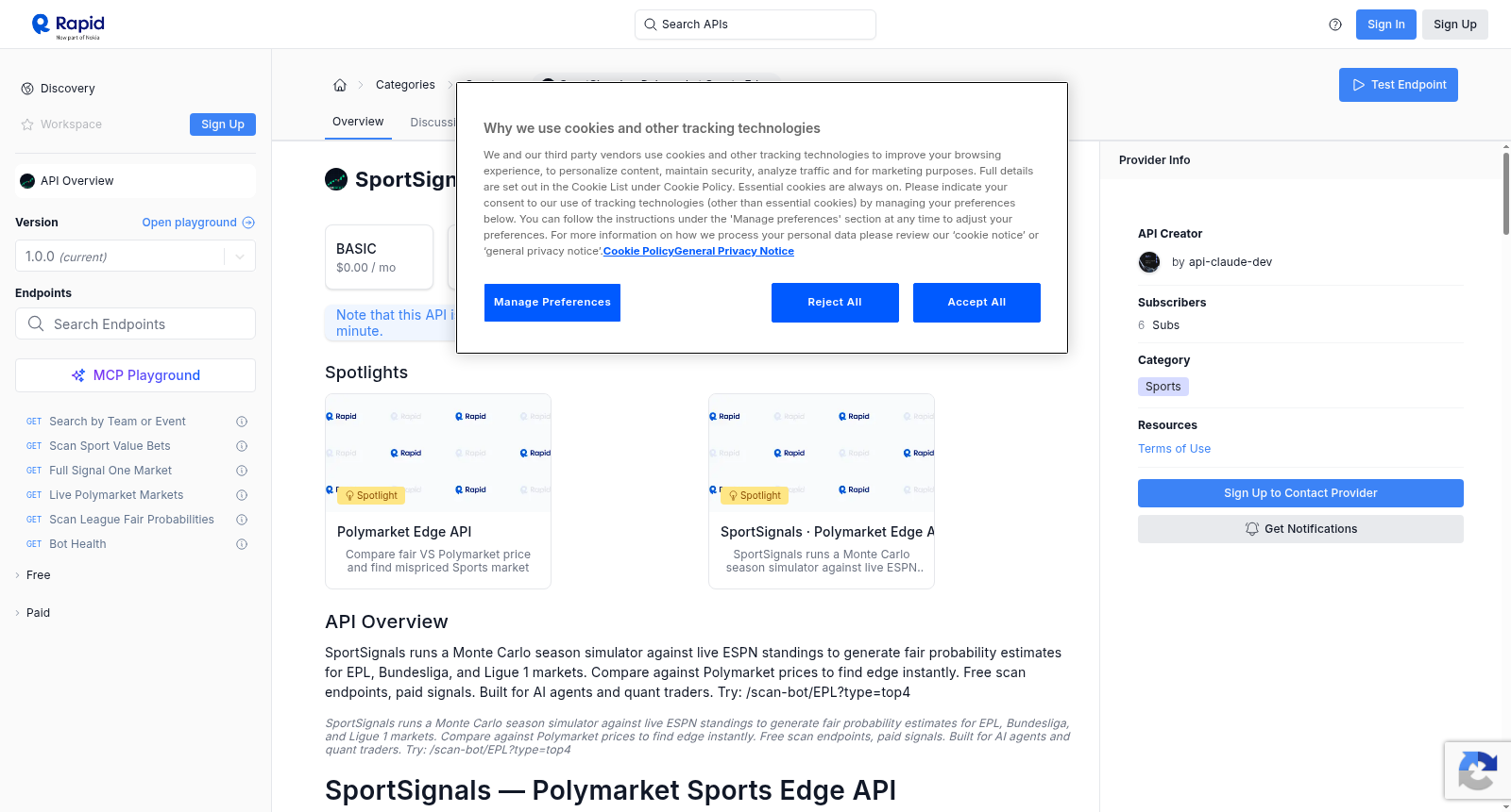 SportSignals - Polymarket Sports Edge 数据集图片