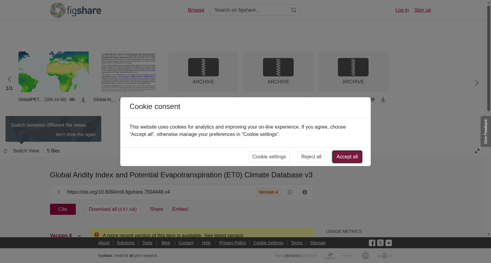 Global Aridity Index and Potential Evapotranspiration (ET0) Climate Database v3 数据集图片