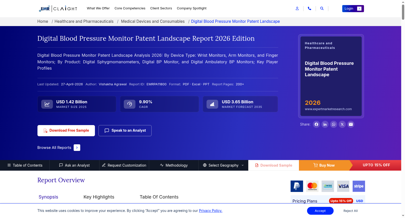 Digital Blood Pressure Monitor Patent Landscape 2024 数据集图片