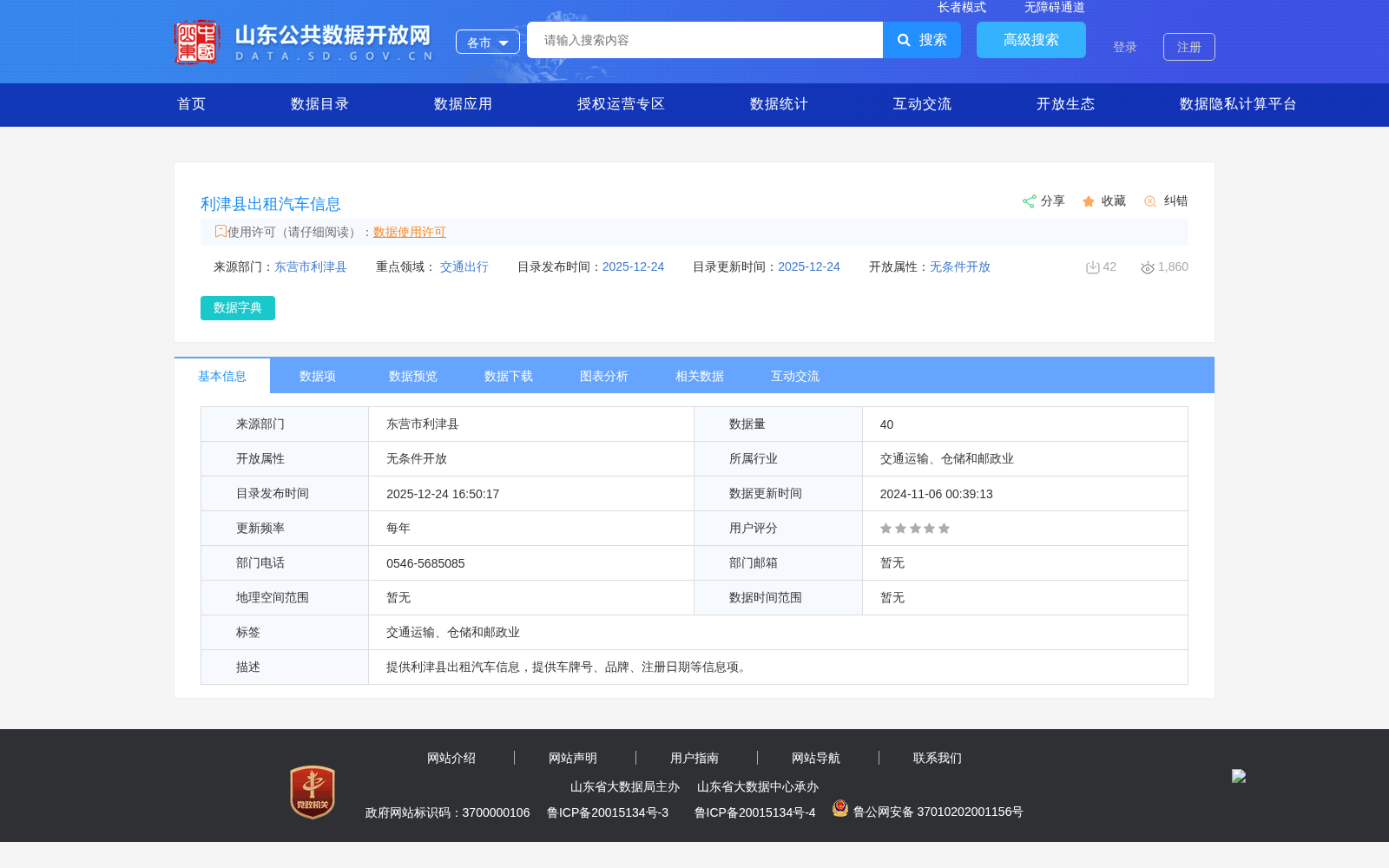 利津县出租汽车信息 数据集图片