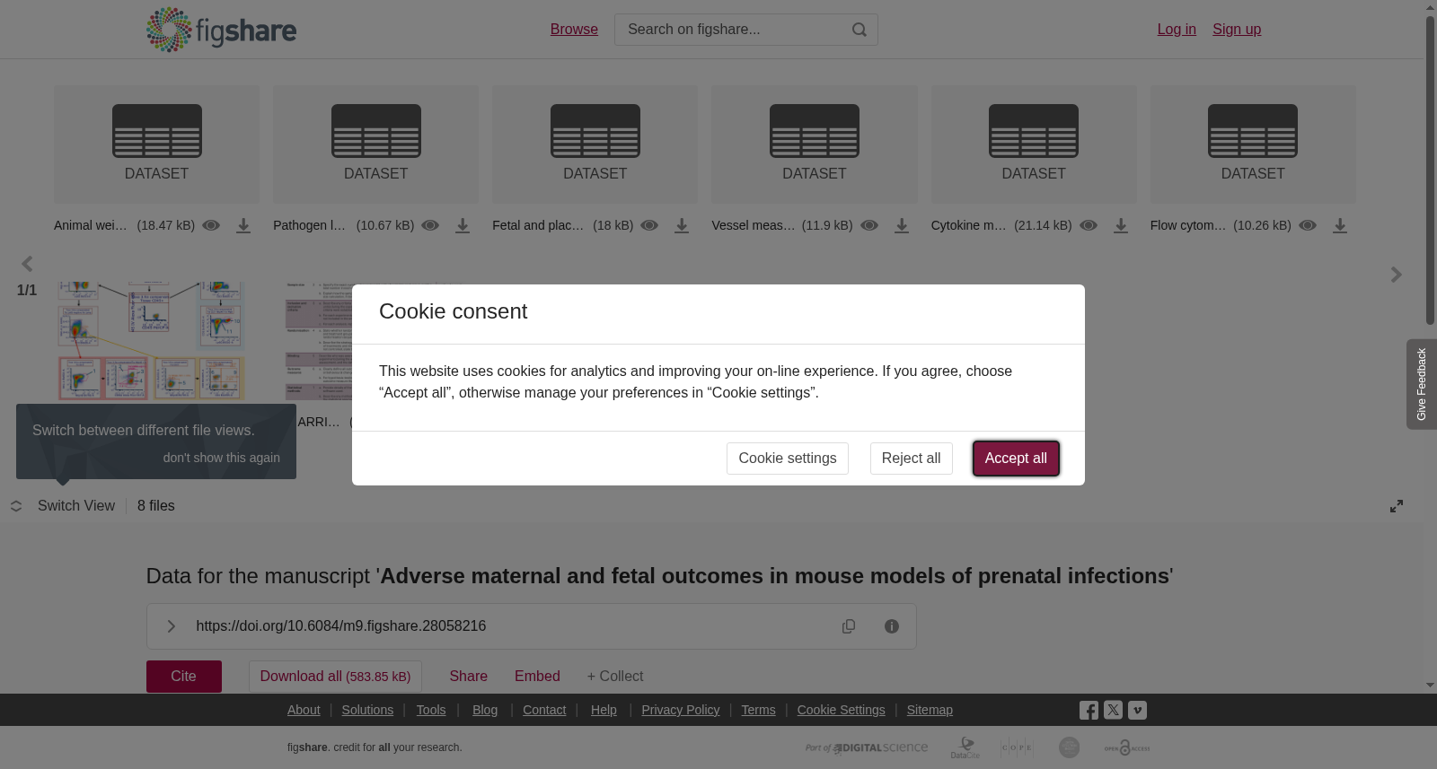 Data for the manuscript '<b>Adverse maternal and fetal outcomes in mouse models of prenatal infections</b>' 数据集图片