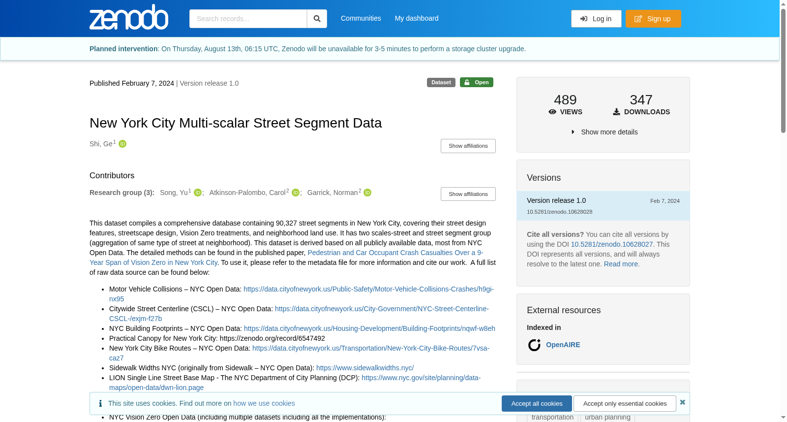 New York City Multi-scalar Street Segment Data 数据集图片