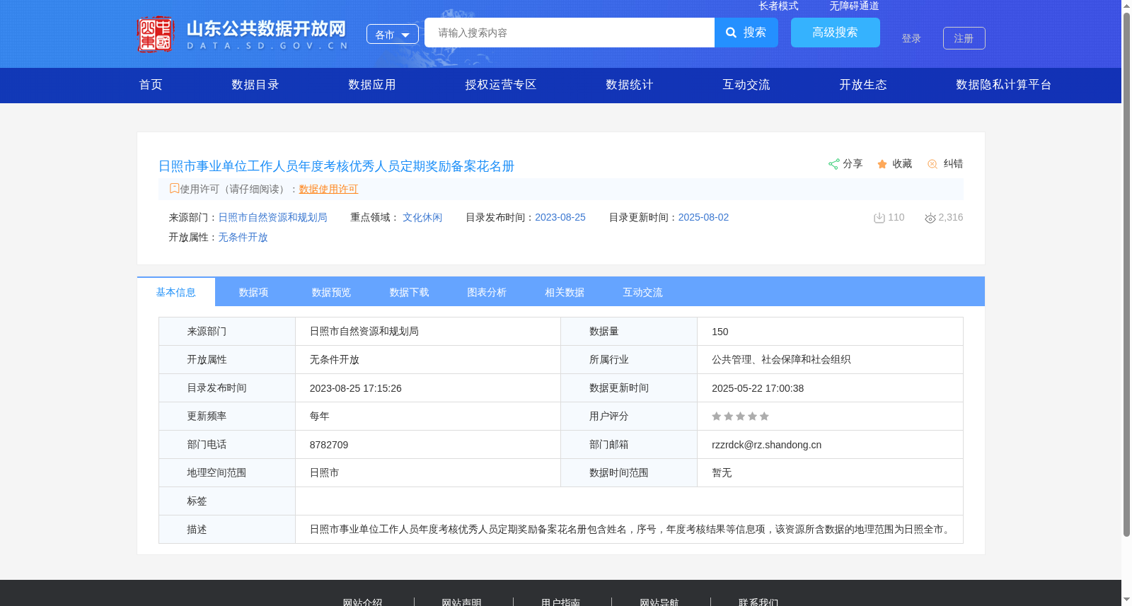 日照市事业单位工作人员年度考核优秀人员定期奖励备案花名册 数据集图片