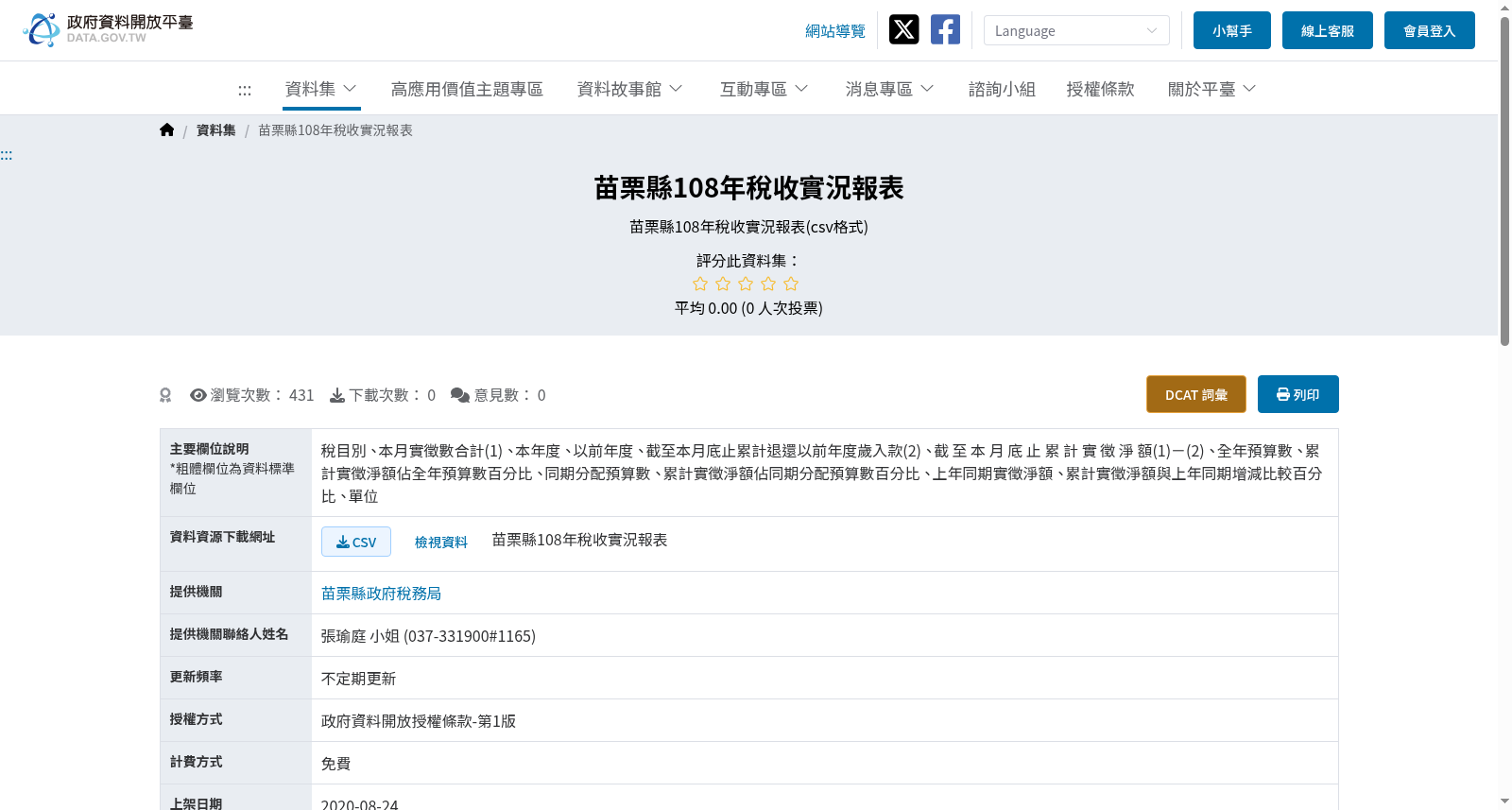 苗栗縣108年稅收實況報表 数据集图片