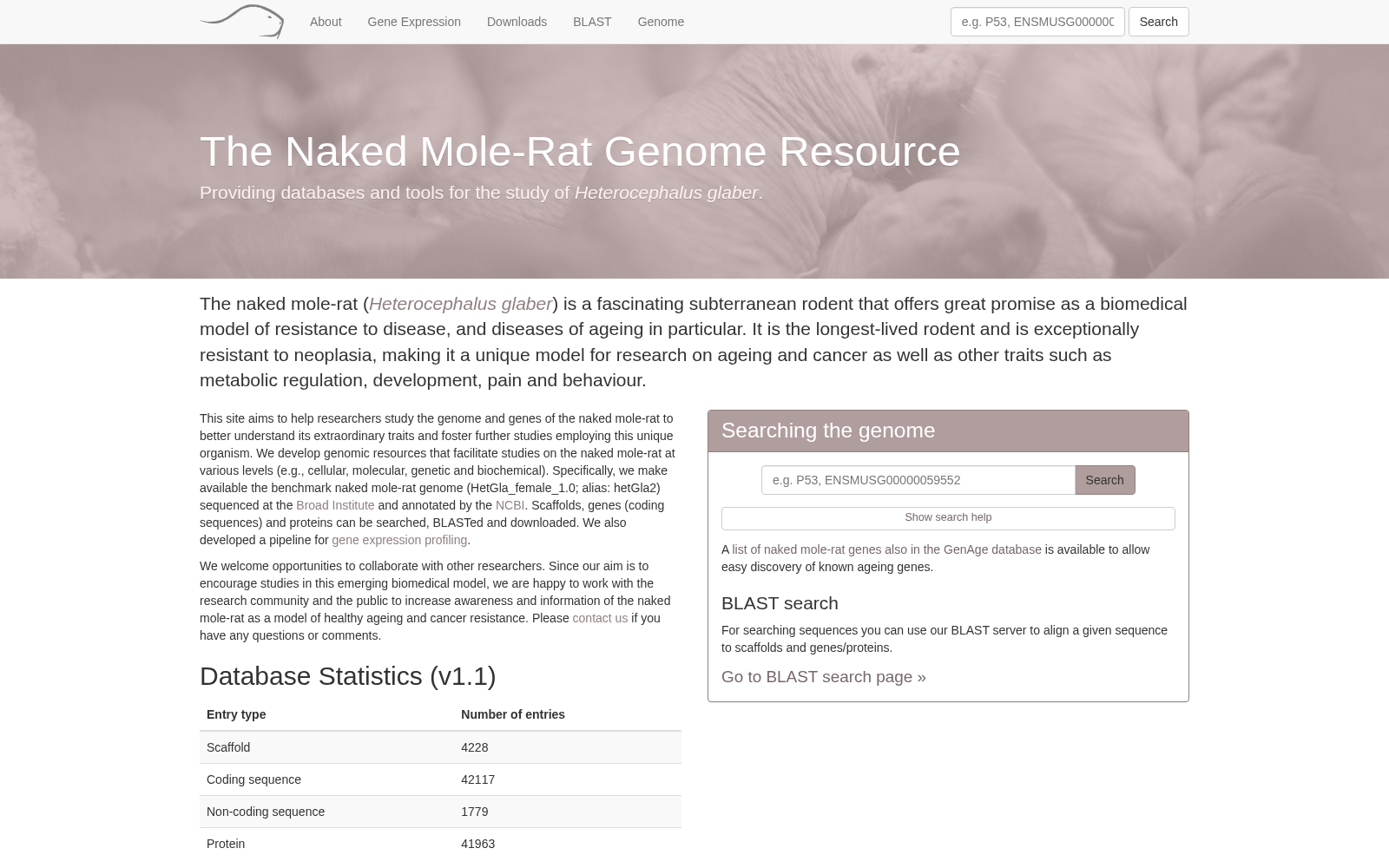 The Naked Mole-Rat Genome Resource 数据集图片