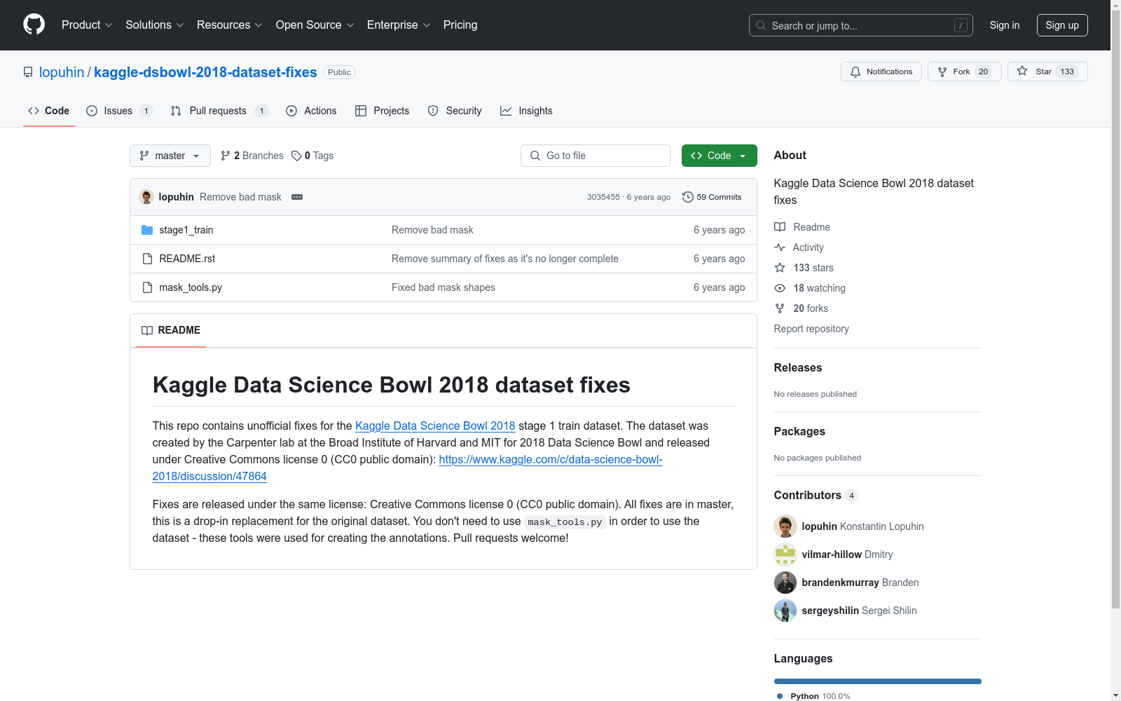 Kaggle Data Science Bowl 2018|数据科学竞赛数据集|机器学习数据集