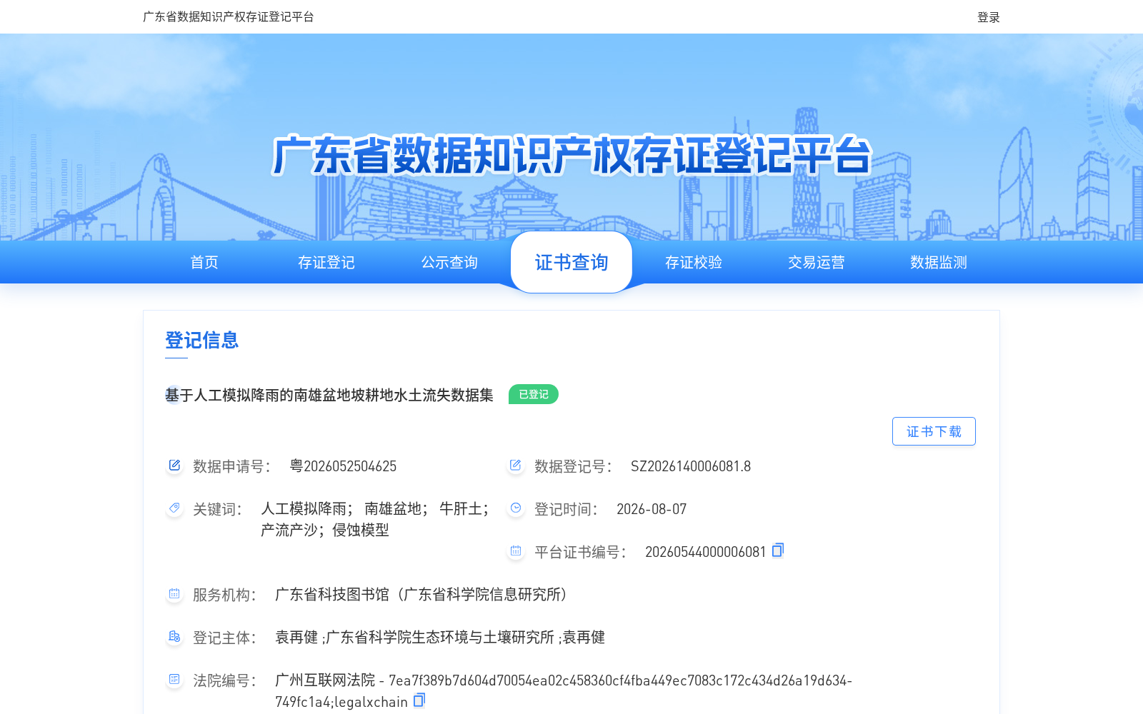 基于人工模拟降雨的南雄盆地坡耕地水土流失数据集 数据集图片