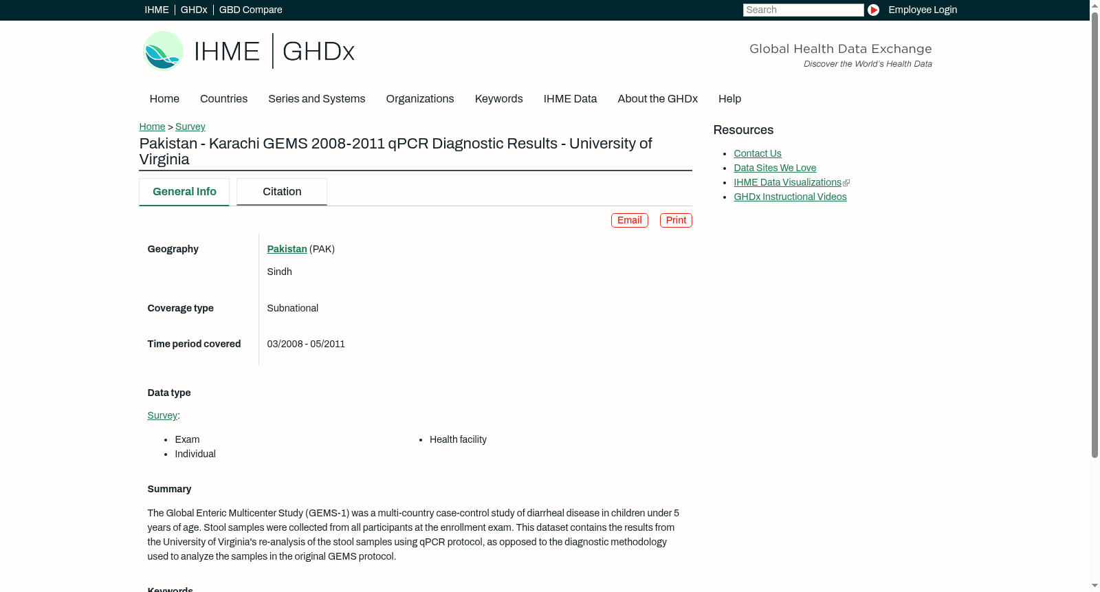 Pakistan - Karachi GEMS 2008-2011 qPCR Diagnostic Results - University of Virginia 数据集图片
